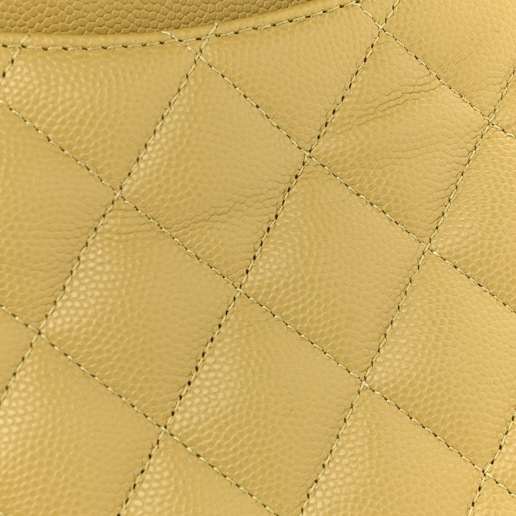 Caviar Quilted Medium Double Flap Light Green