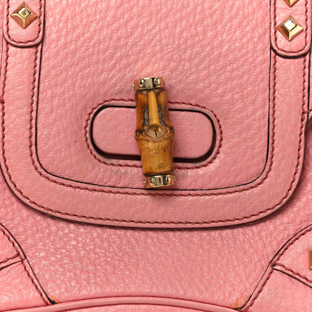 Calfskin Bamboo Top Handle Bag Pink