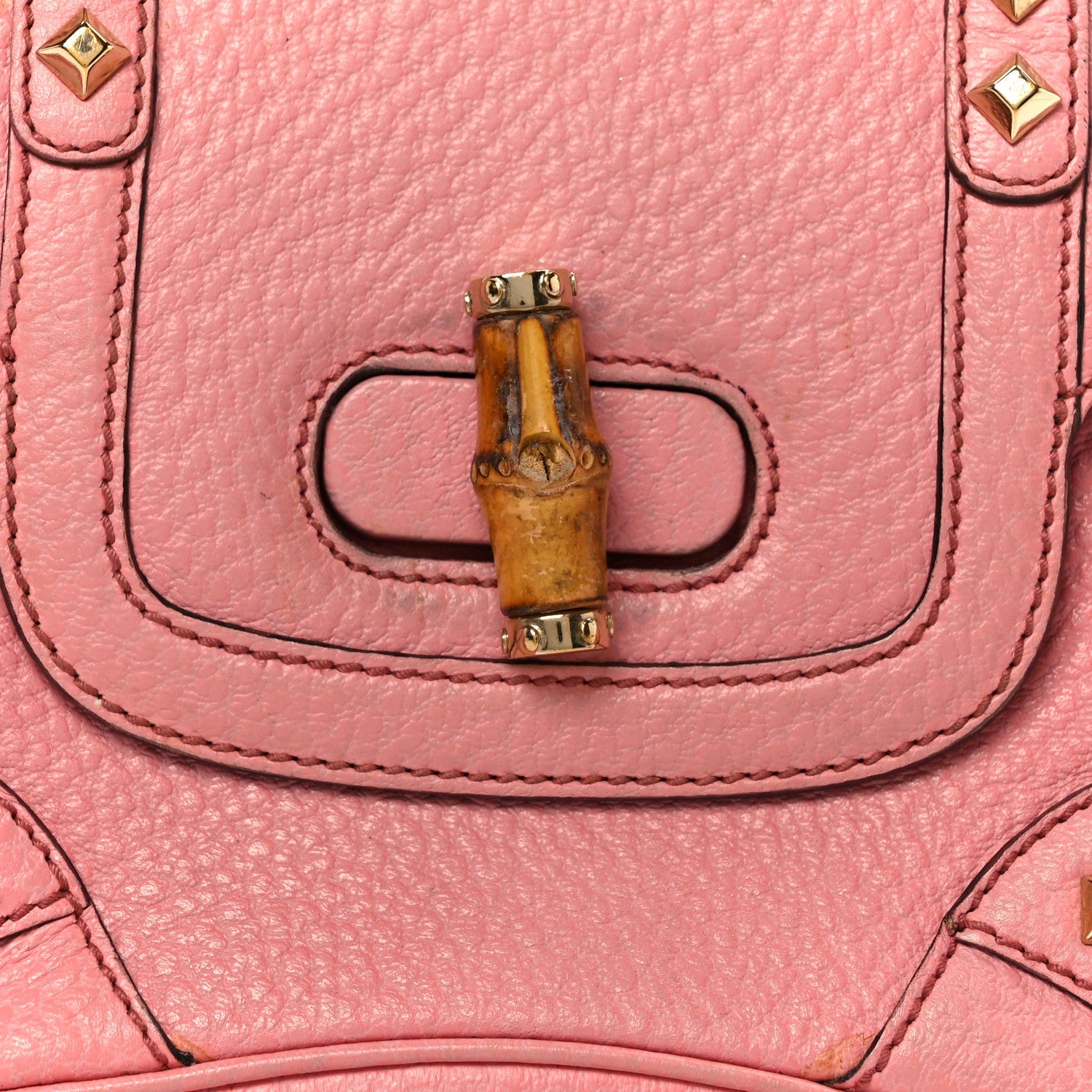 Calfskin Bamboo Top Handle Bag Pink