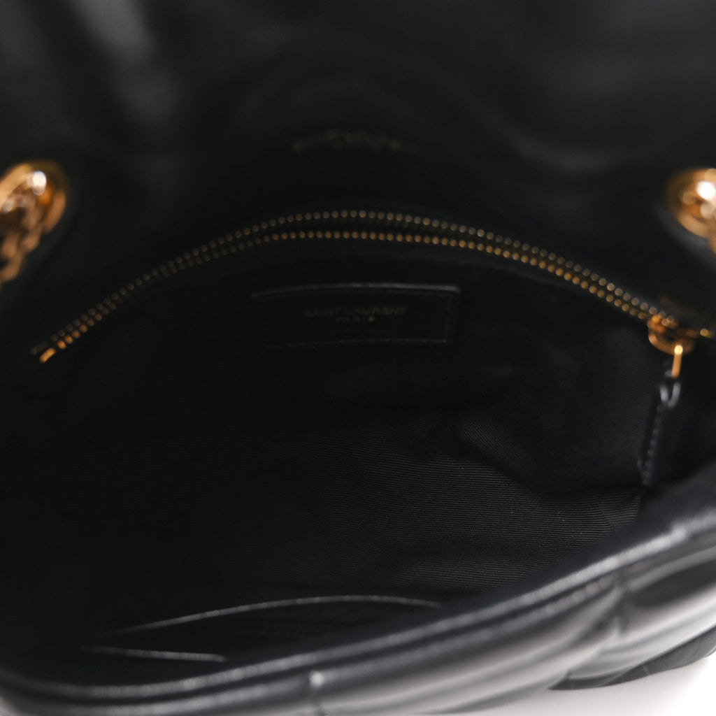 Lambskin Quilted Toy Loulou Puffer Monogram Chain Satchel Black