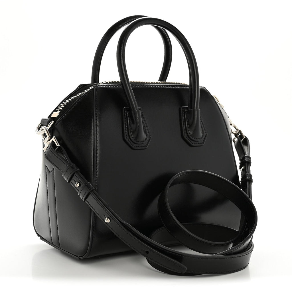 Shiny Lord Calfskin Mini Antigona Black