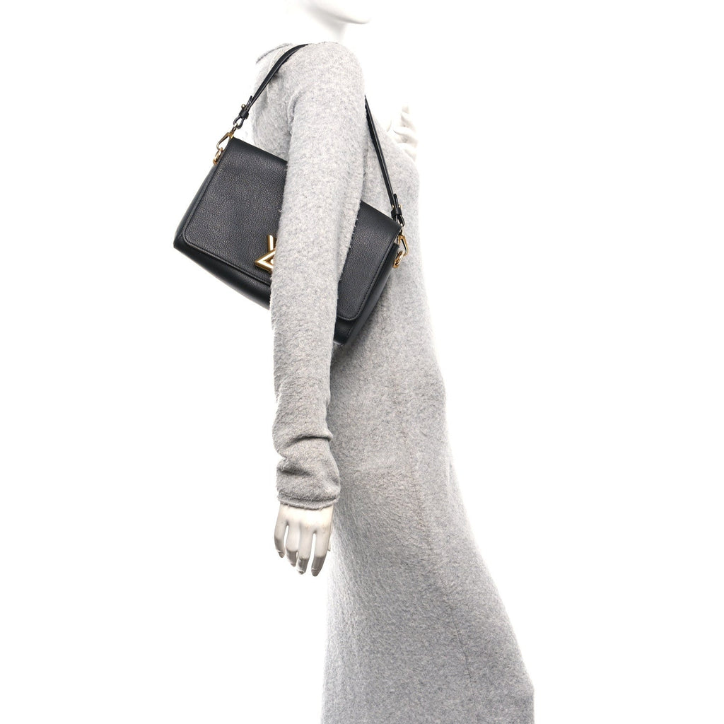 Calfskin Soft Twist Shoulder Bag Black