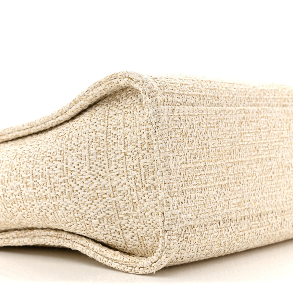 Lurex Boucle Mini Deauville Tote White