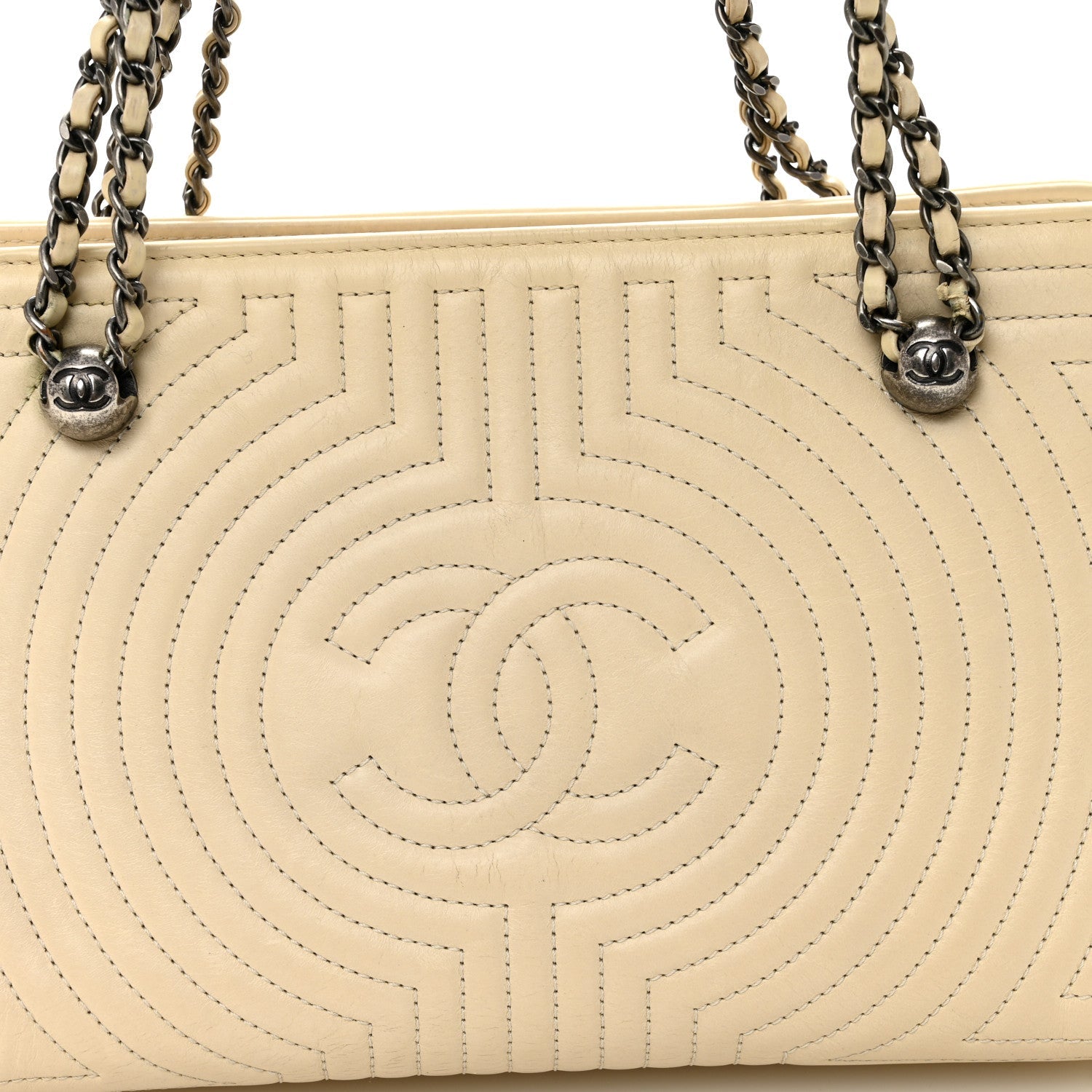 Glazed Calfskin Quilted Korean Garden Off White