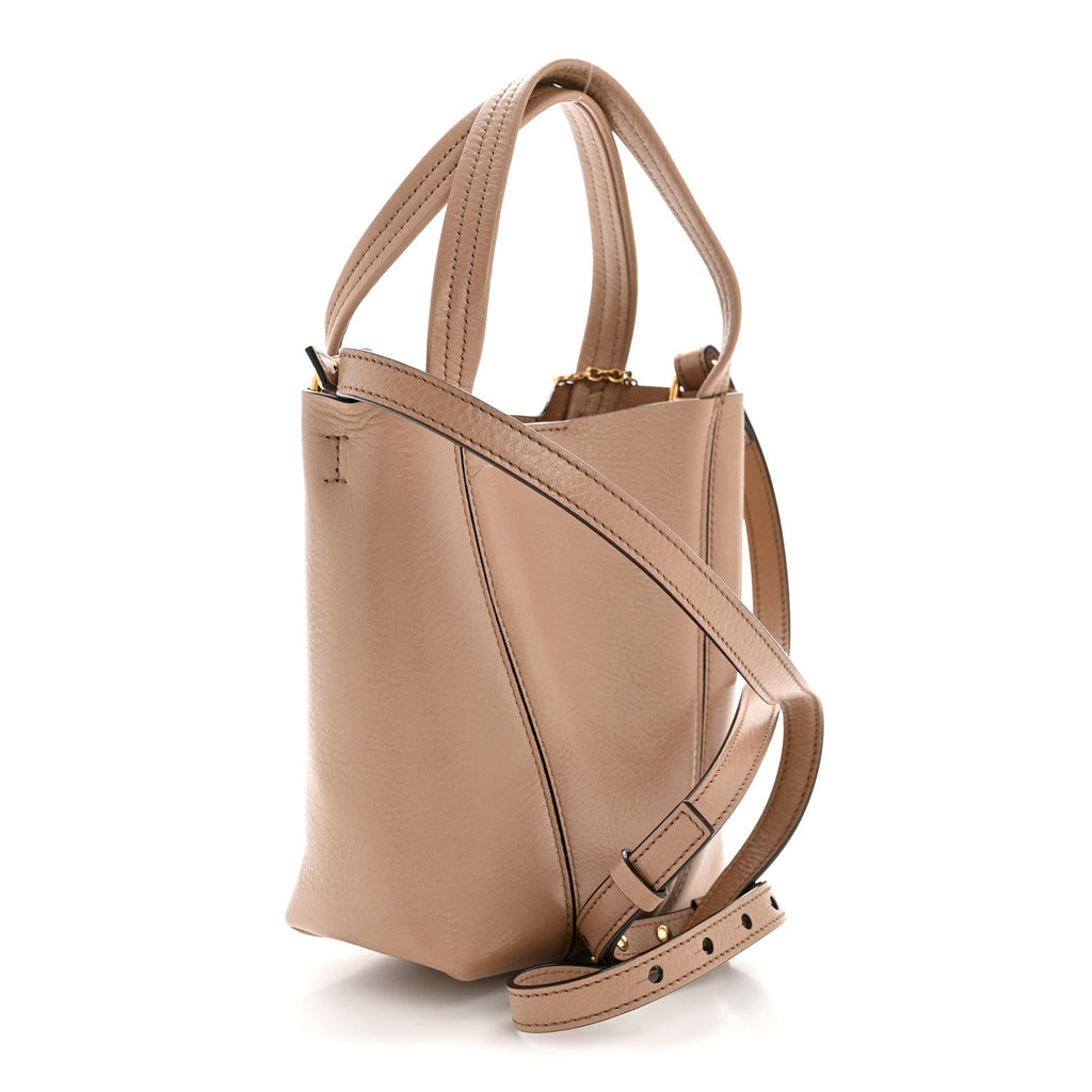 Grained Calfskin Small Spin Tote Woodrose