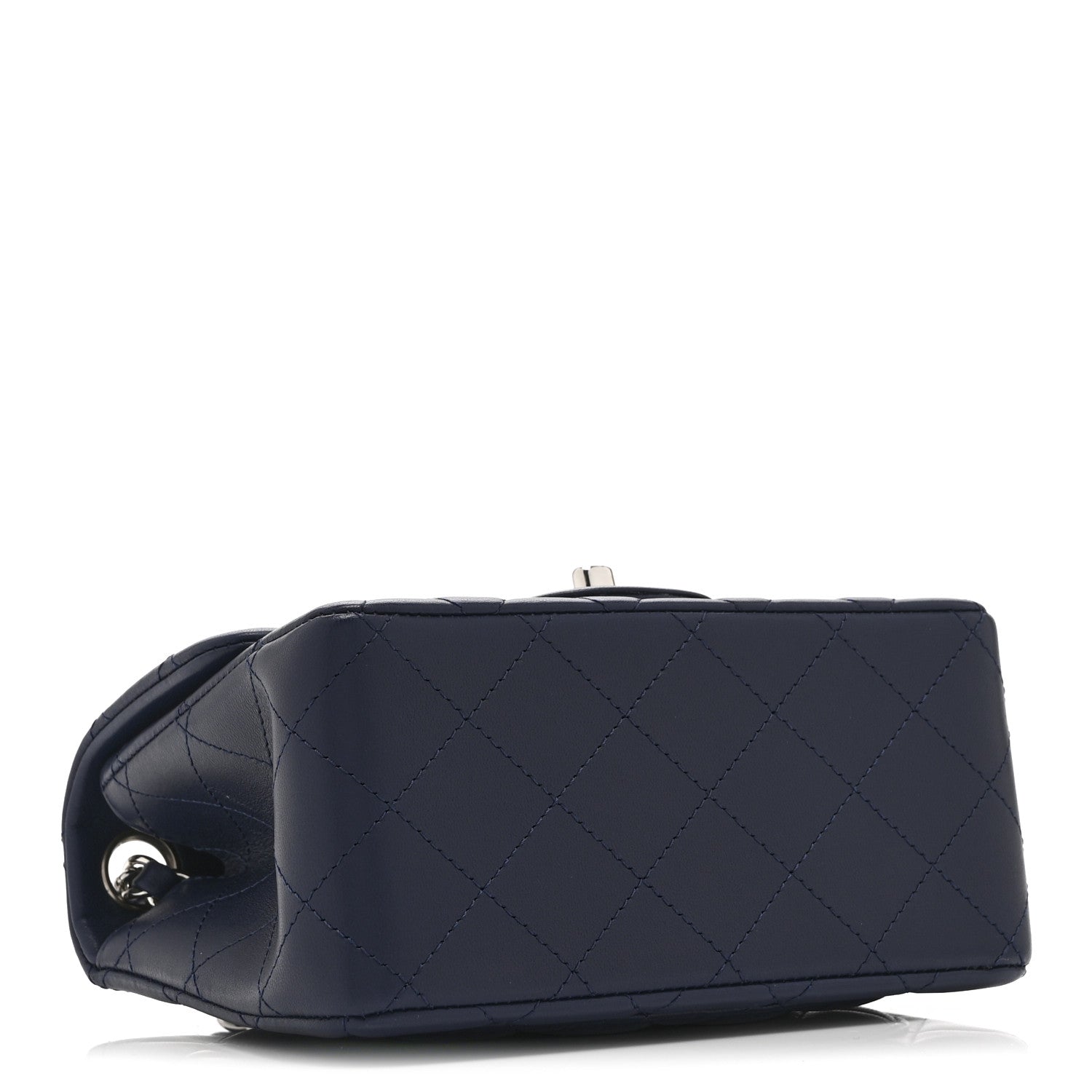 Lambskin Quilted Mini Square Flap Navy
