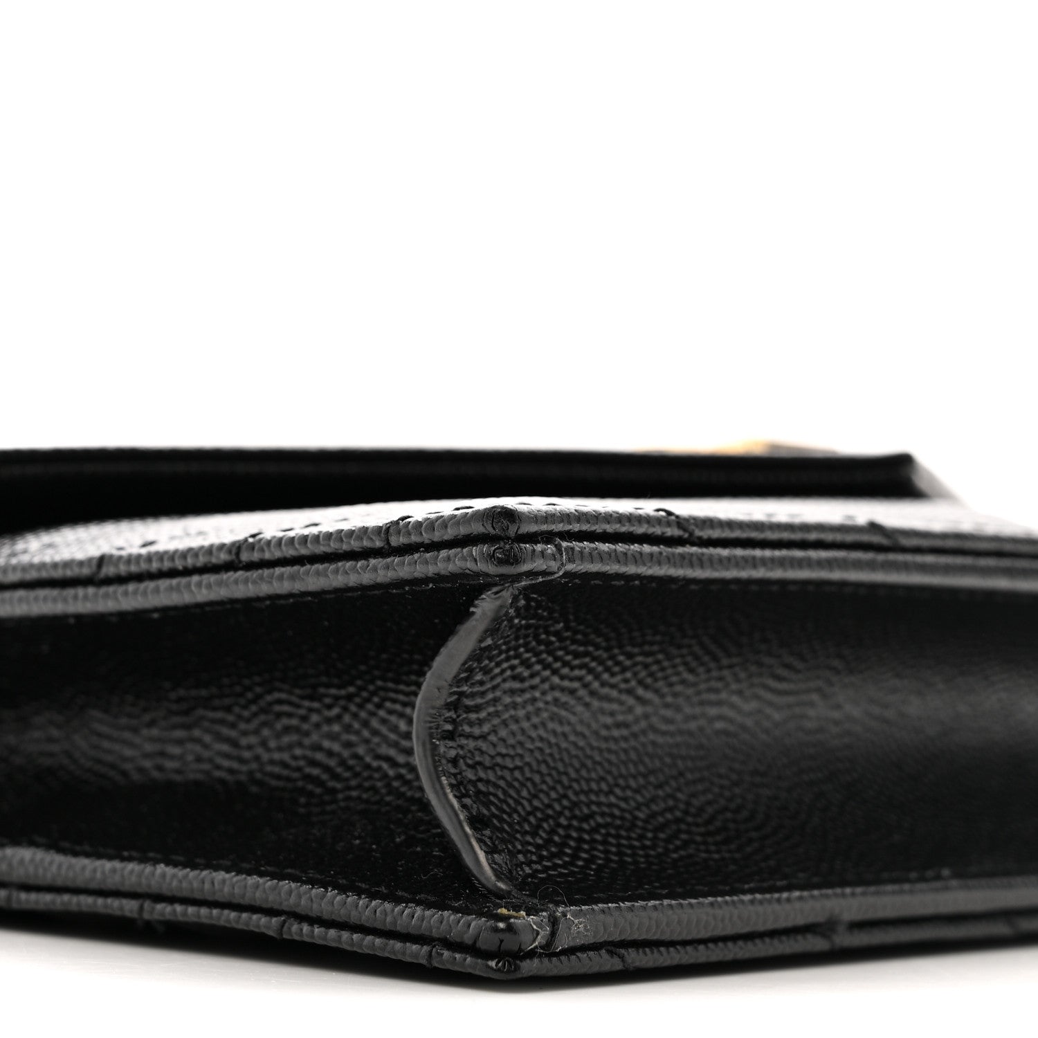 Grain De Poudre Matelasse Chevron Monogram Envelope Chain Wallet Black