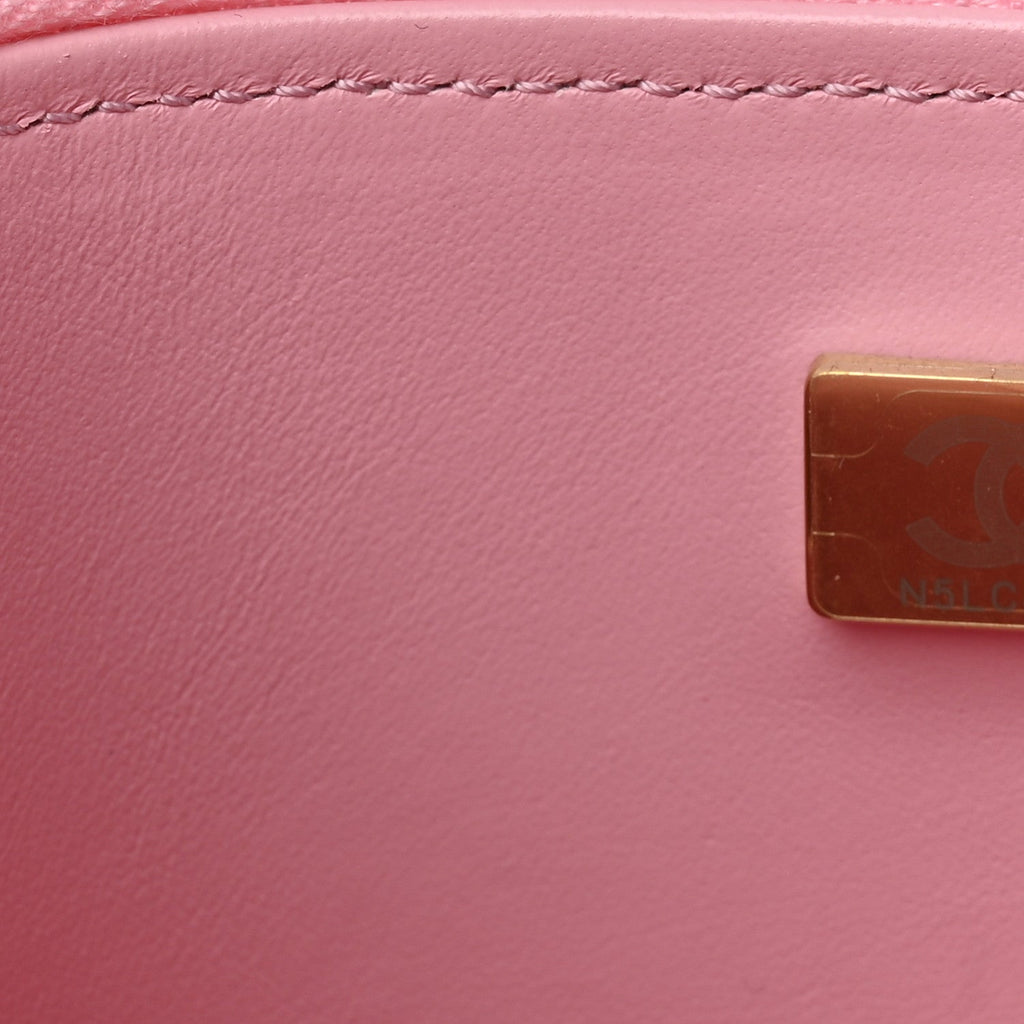 Caviar Quilted Tiny CC Vanity Case With Chain Pink