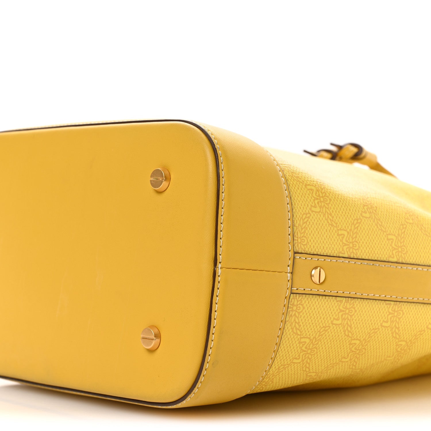 Lauretos Spanish Calfskin Medium Himmel Drawstring Bucket Bag Lemon Gold