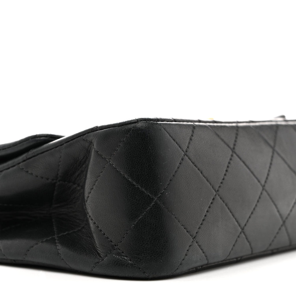 Lambskin Quilted Small Double Flap Black