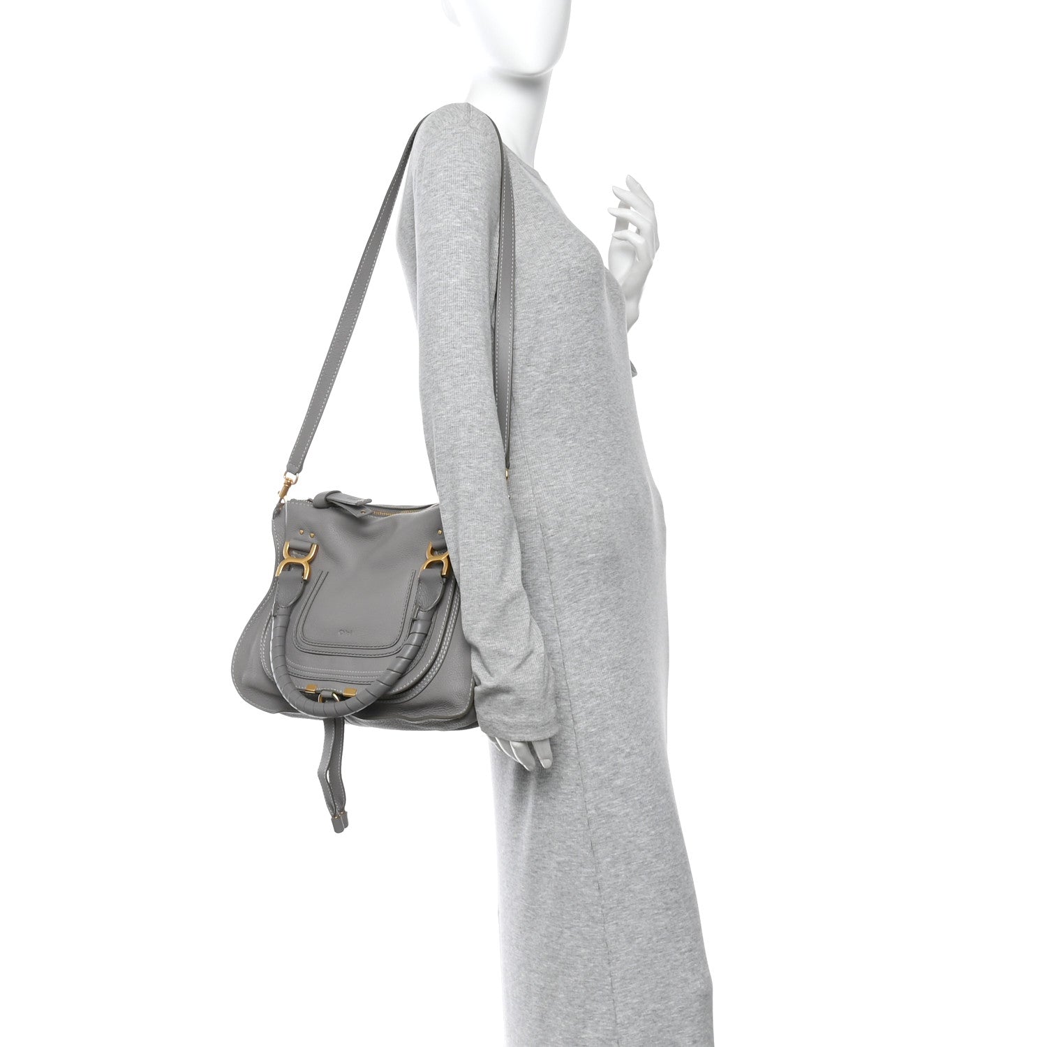 Calfskin Medium Marcie Satchel Cashmere Grey