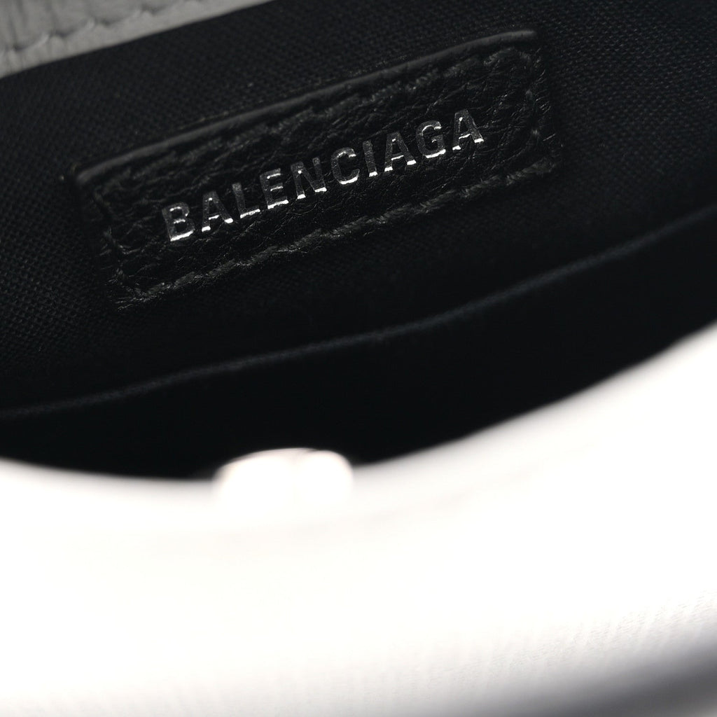 Squared Calfskin Logo Shopping Phone Holder Bag Balenciaga Grey