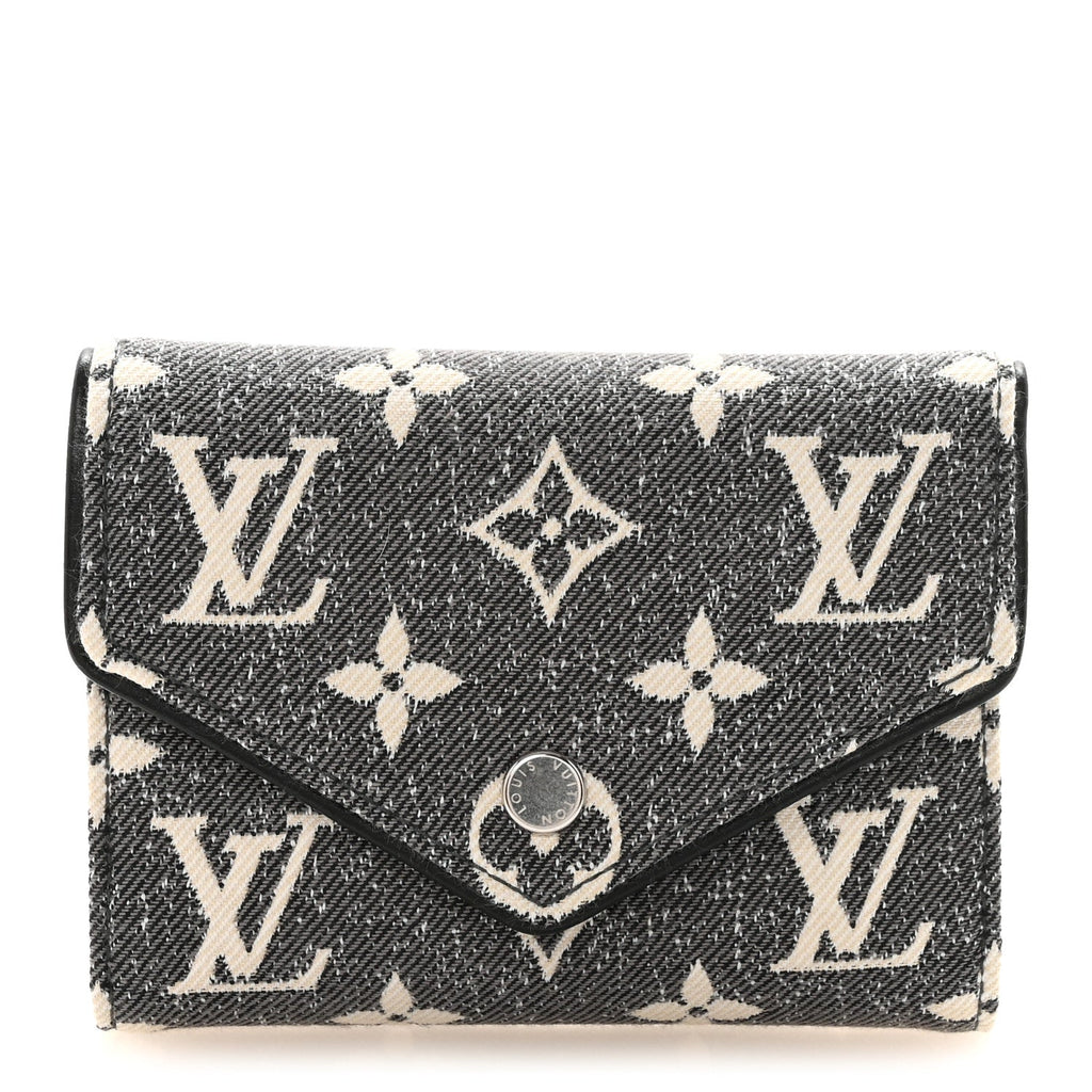 Denim Monogram Jacquard Victorine Wallet Grey