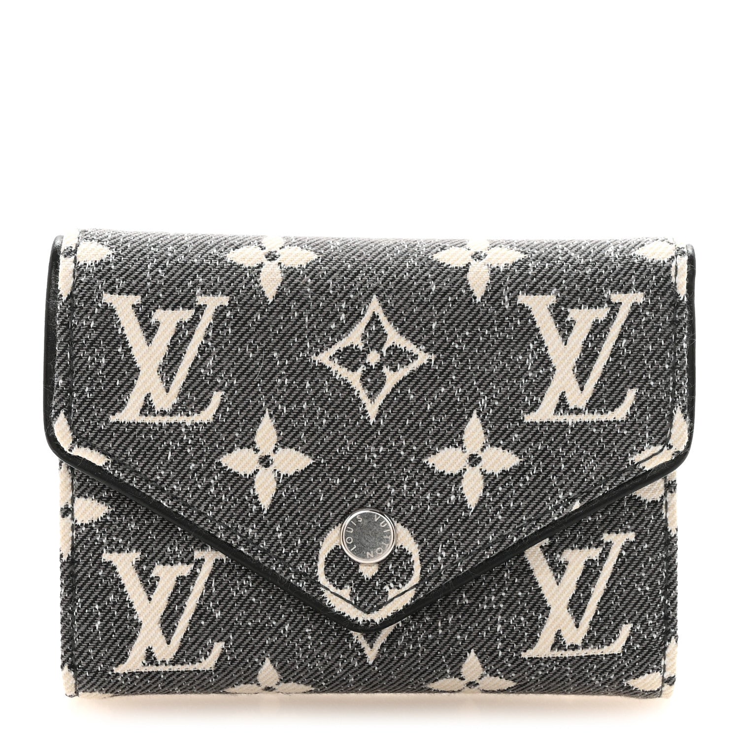 Denim Monogram Jacquard Victorine Wallet Grey