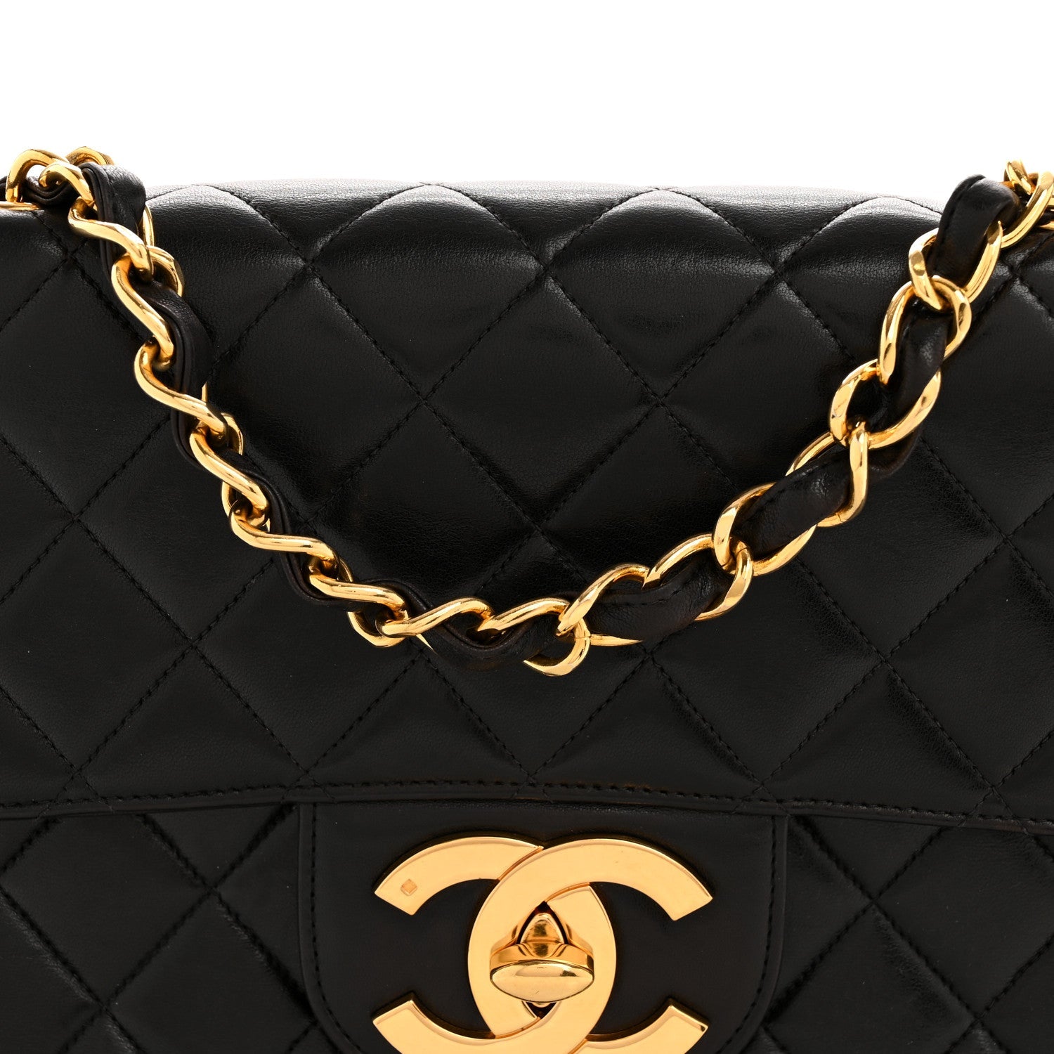 Lambskin Quilted XL Jumbo Single Flap Black