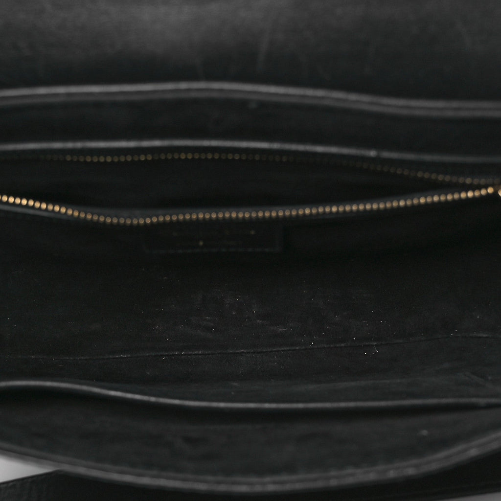 Calfskin D Fence Saddle Bag Black