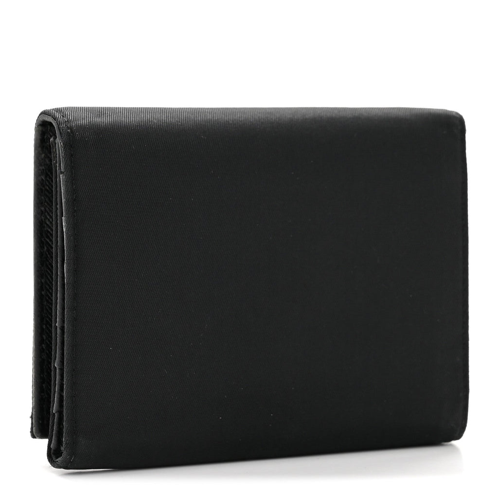 Tessuto Nylon Tri-Fold Compact Wallet  Black