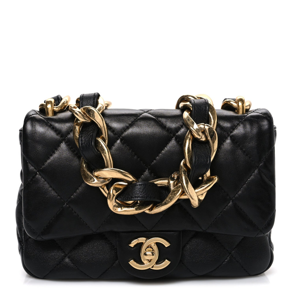Lambskin Quilted Small Funky Town Flap Black