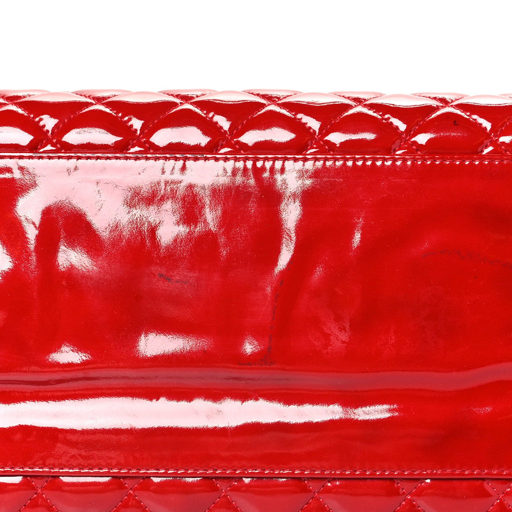 Patent Quilted Large Just Mademoiselle Bowling Bag Red