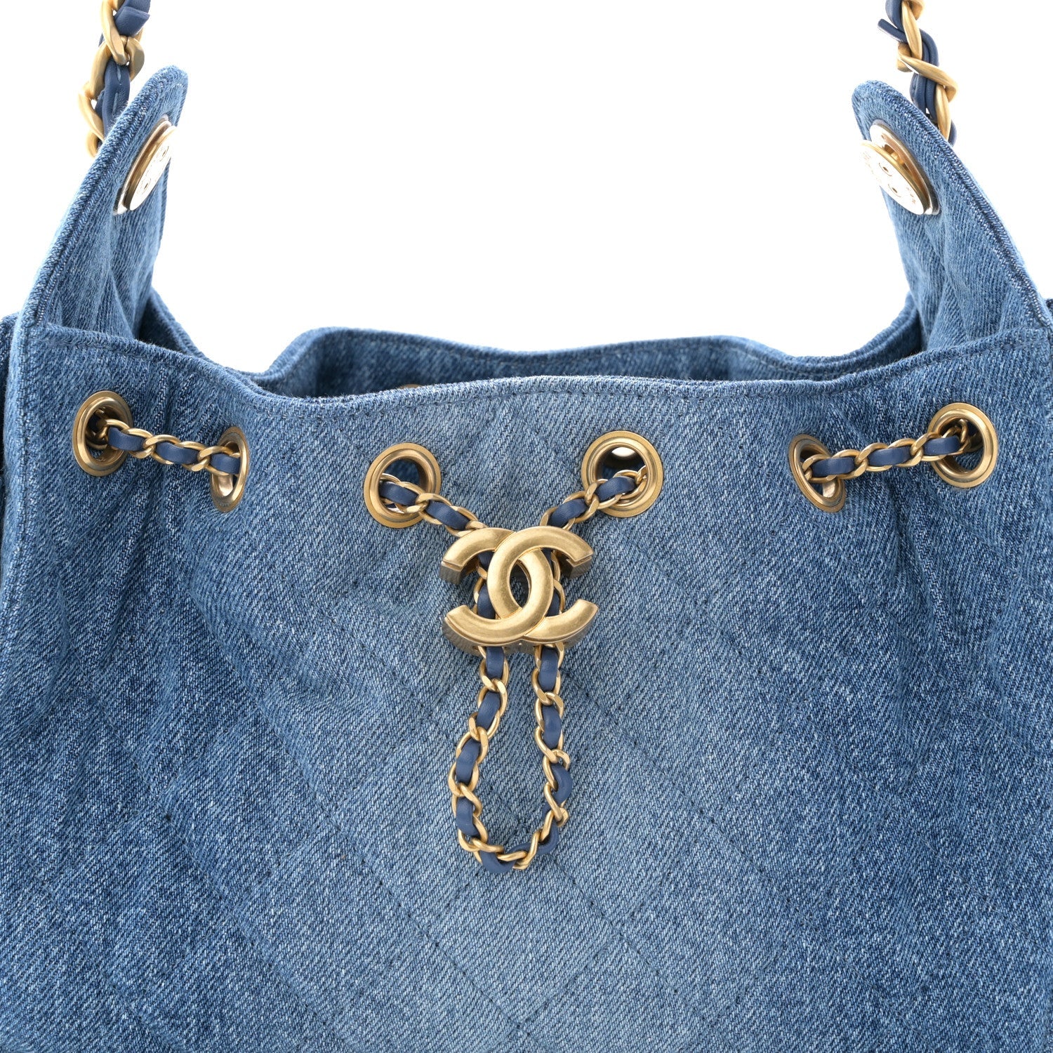 Washed Denim Quilted Mini Chanel 25 Handbag Blue