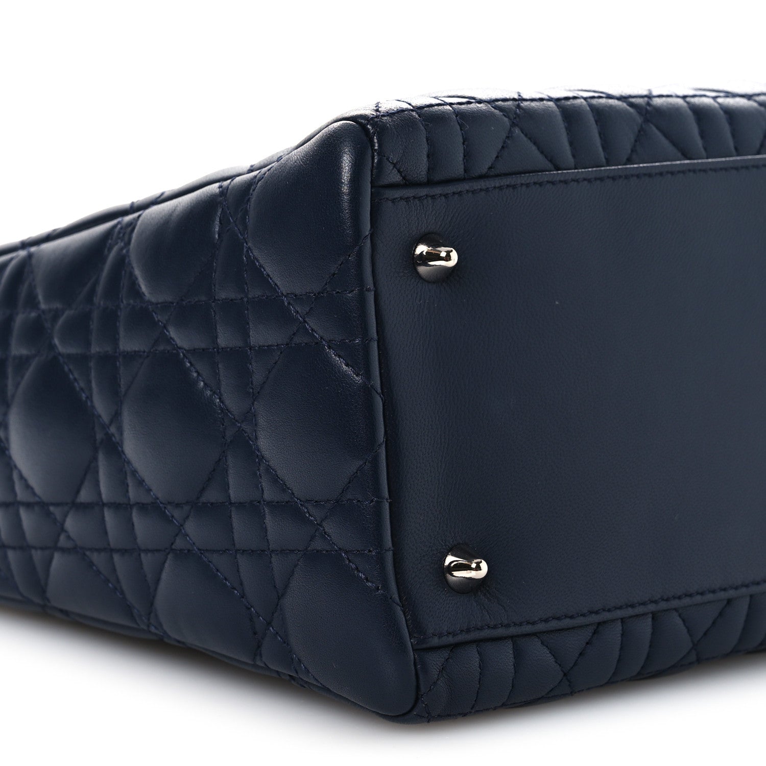 Lambskin Cannage Medium Lady Dior Navy Blue