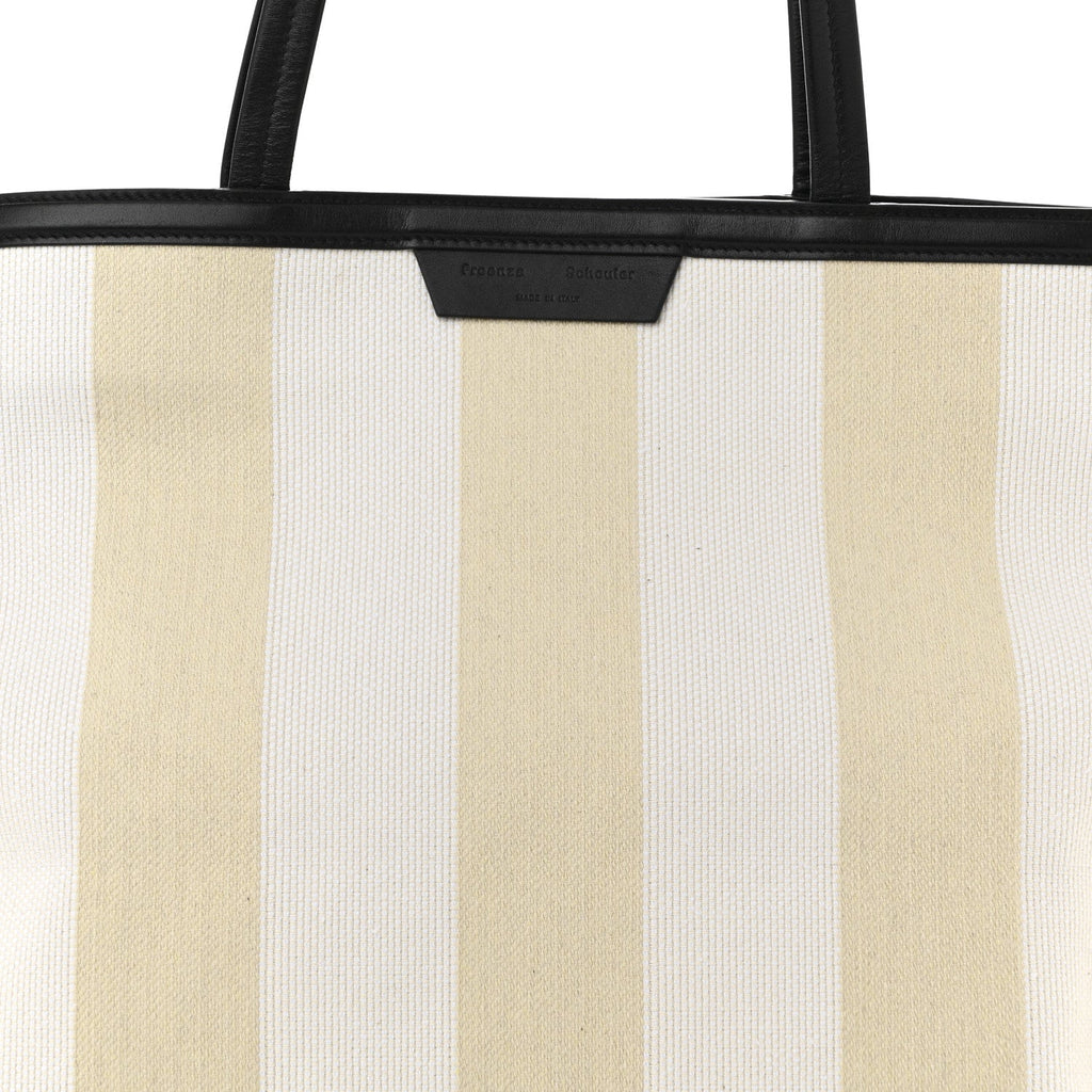 Canvas Striped Days Tote Resin White