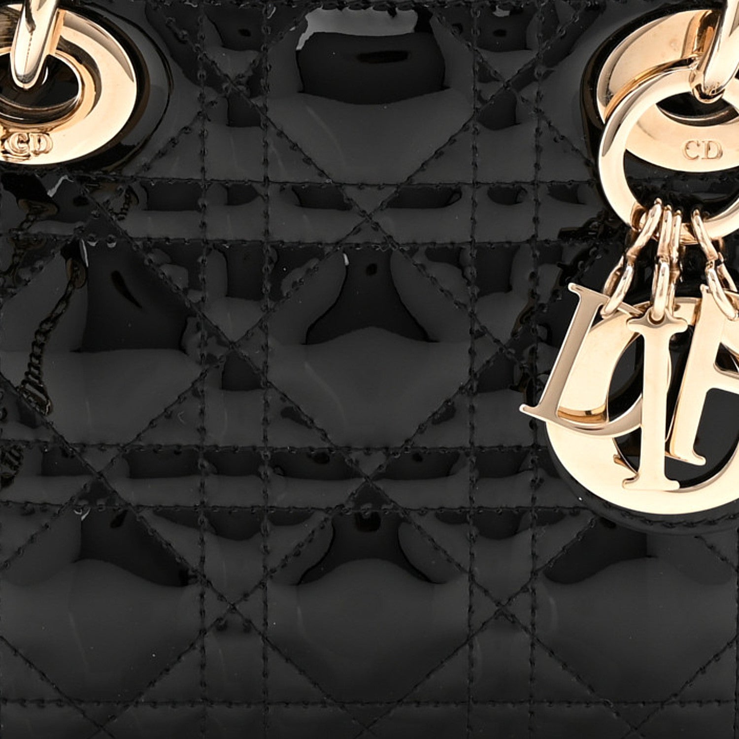 Patent Cannage Mini Lady Dior Black
