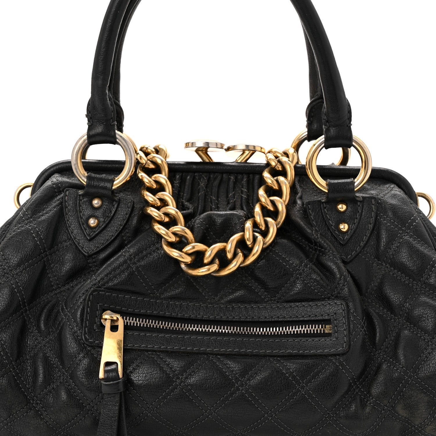 Calfskin Quilted Stam Black