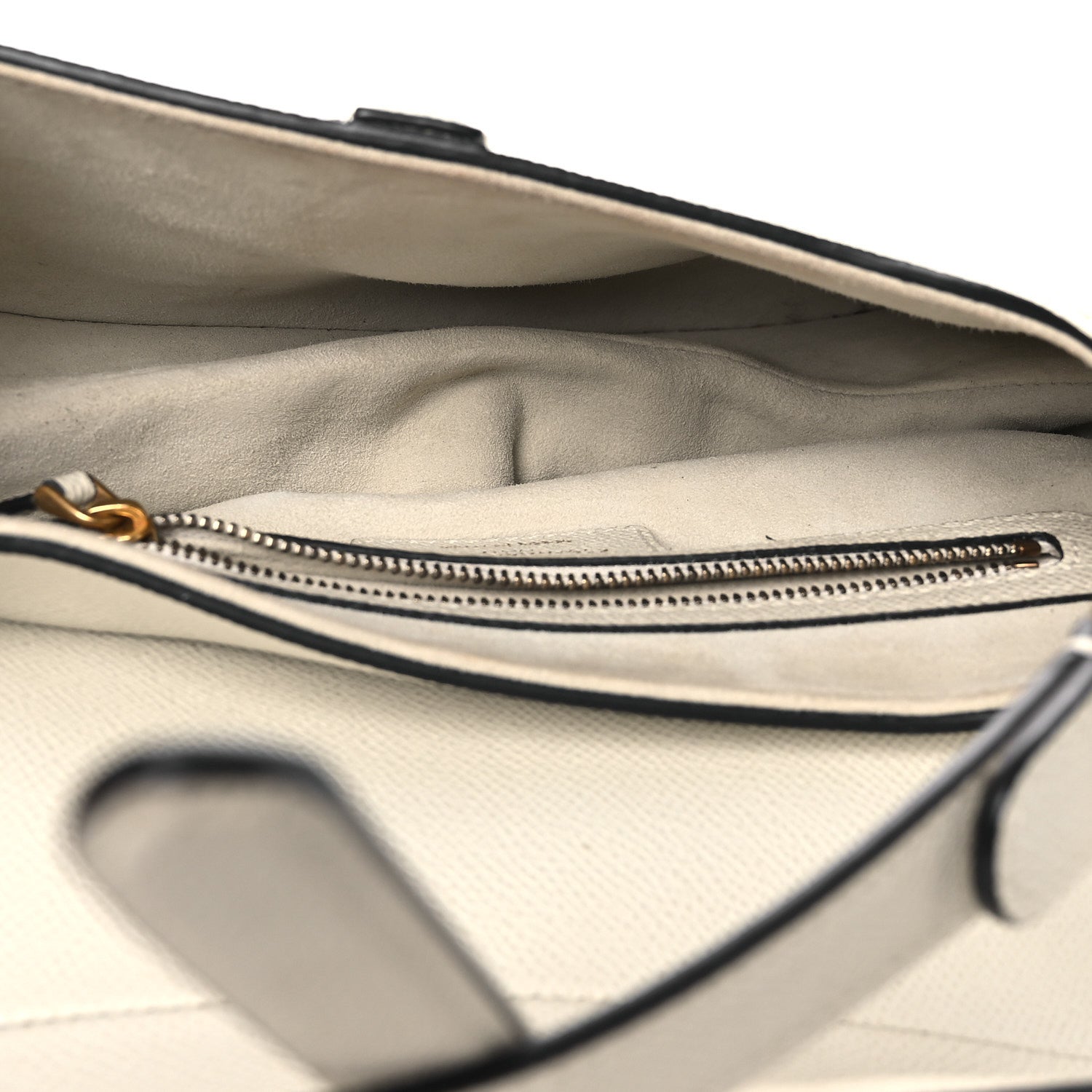Grained Calfskin Saddle Bag White