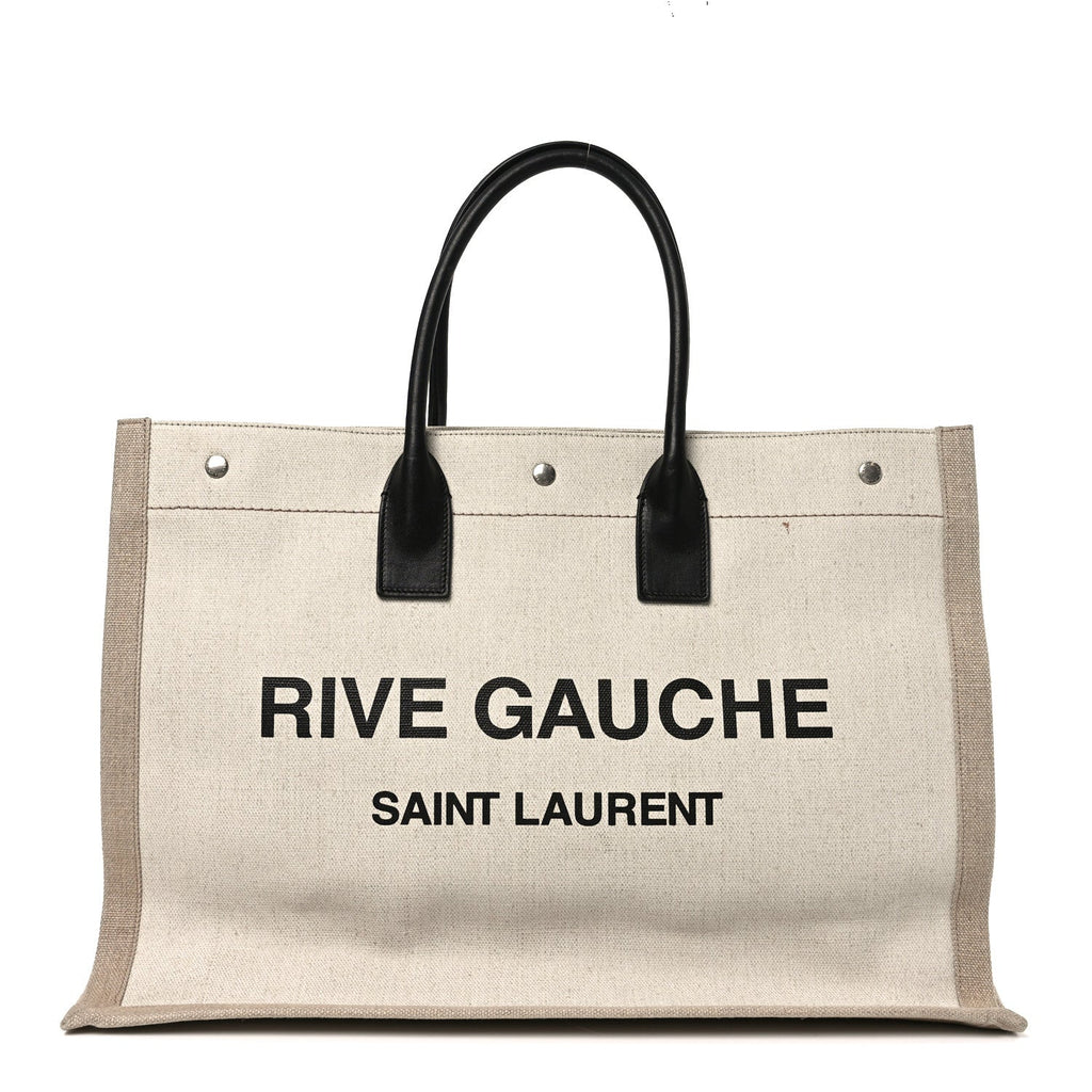 Linen Calfskin Rive Gauche Tote Greggio Natural