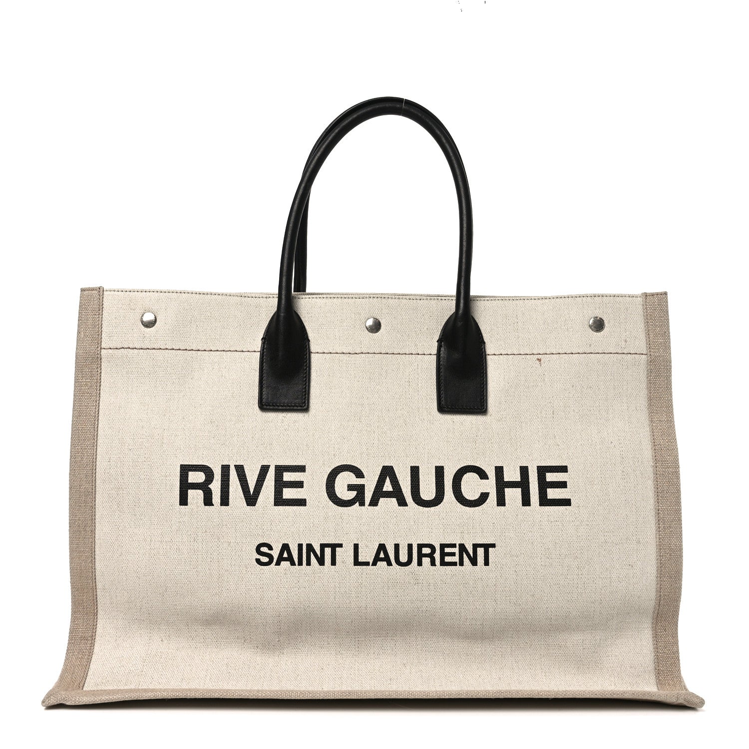 Linen Calfskin Rive Gauche Tote Greggio Natural