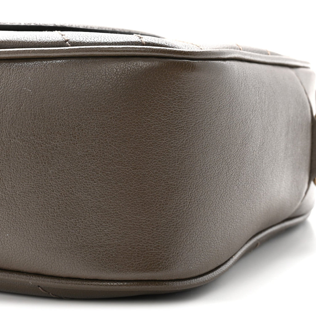 Sakai Be Green Calfskin Diagonal Stitched Small Blondie Shoulder Bag Craclet Brown