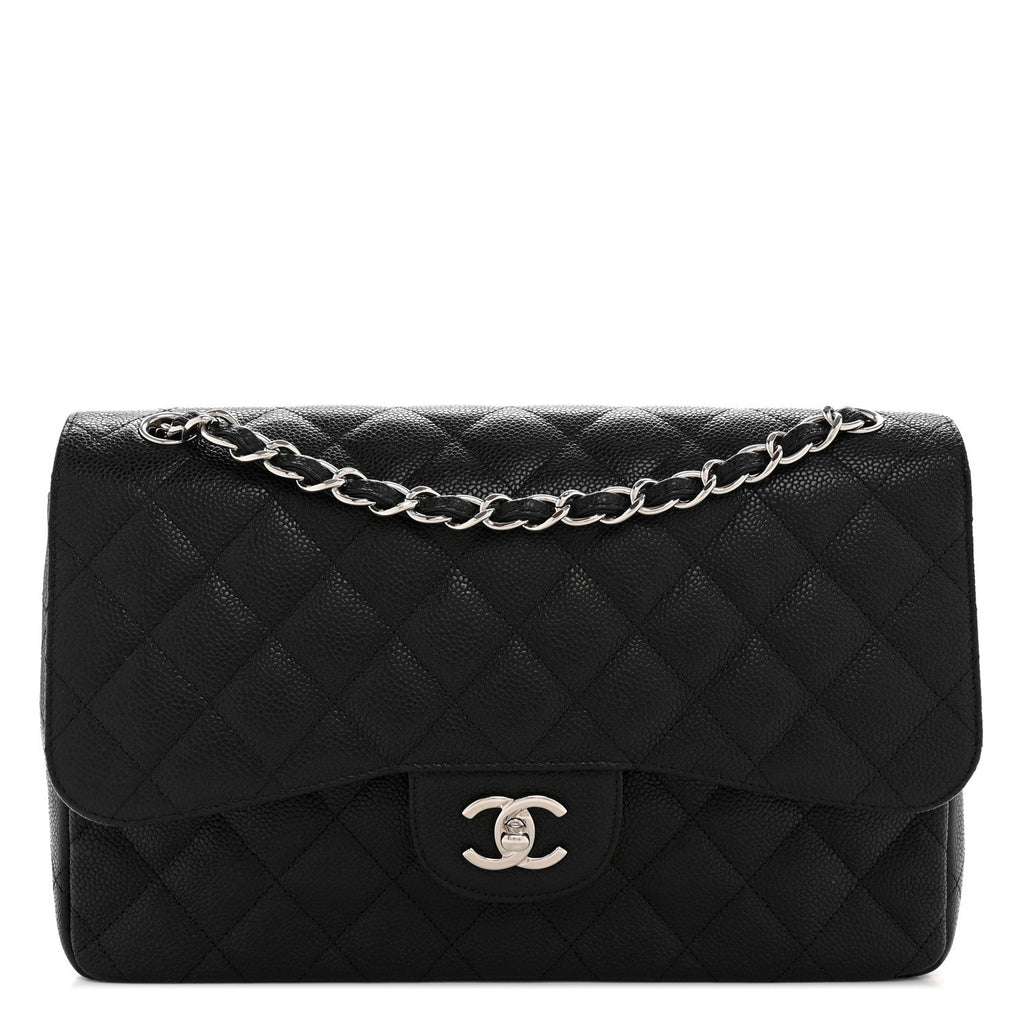Caviar Quilted Jumbo Double Flap Black