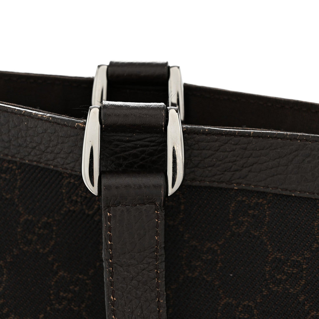 Denim Monogram Large Abbey Tote Dark Brown