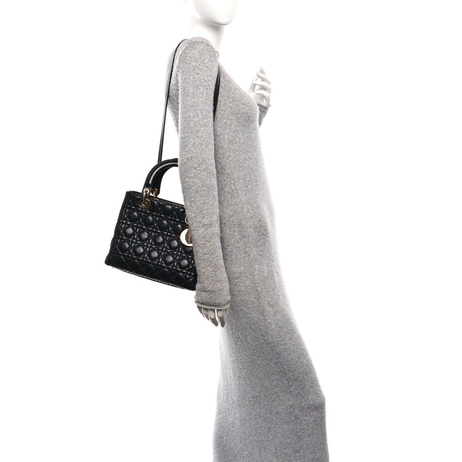 Lambskin Cannage Medium Lady Dior Black