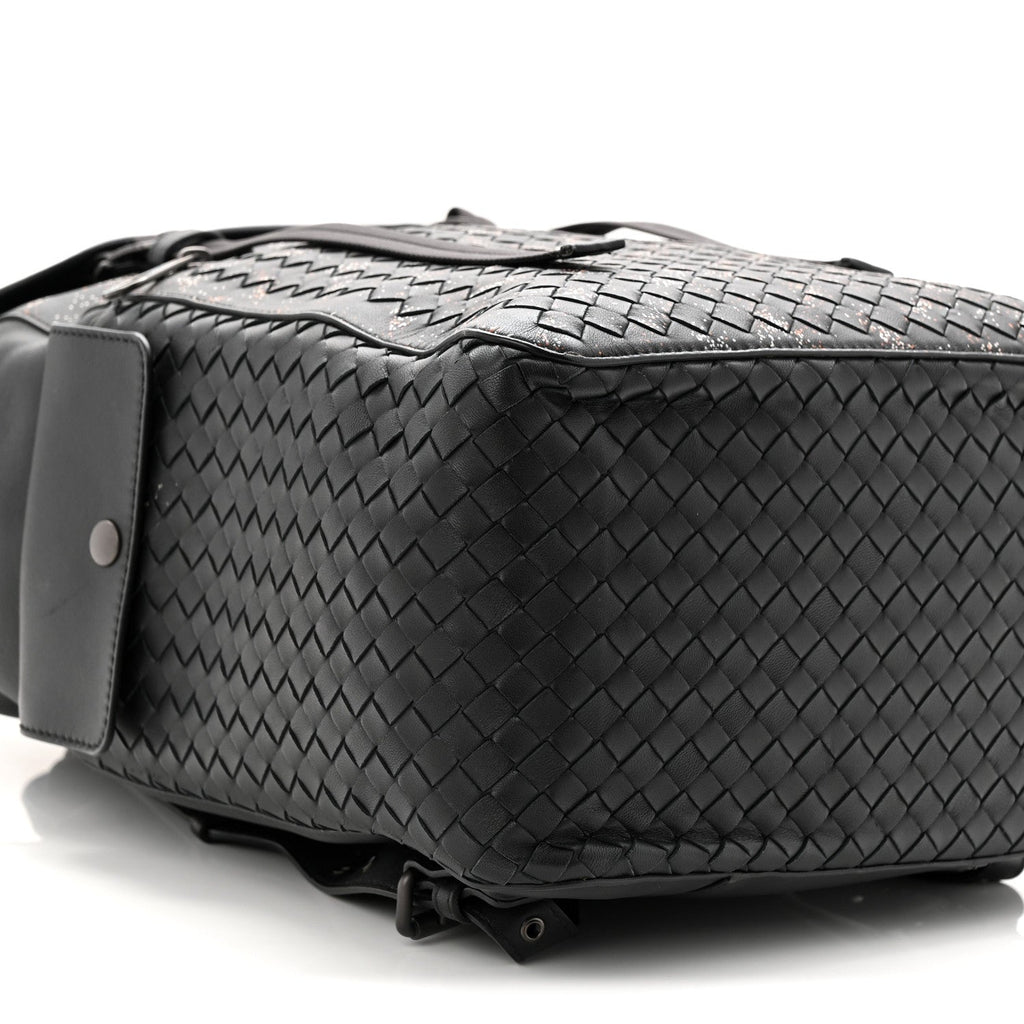 Calfskin Intrecciato Sassolungo Backpack Black Multicolor