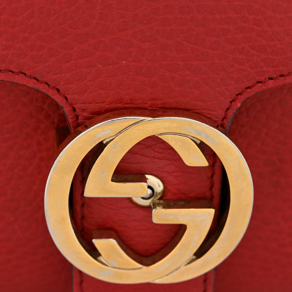 Dollar Calfskin Interlocking G Top Handle Shoulder Bag Red