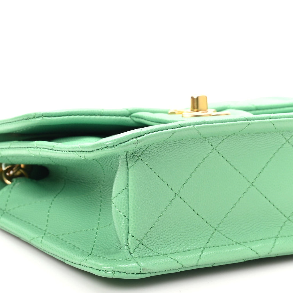 Caviar Quilted Mini Sweet Classic Flap Green