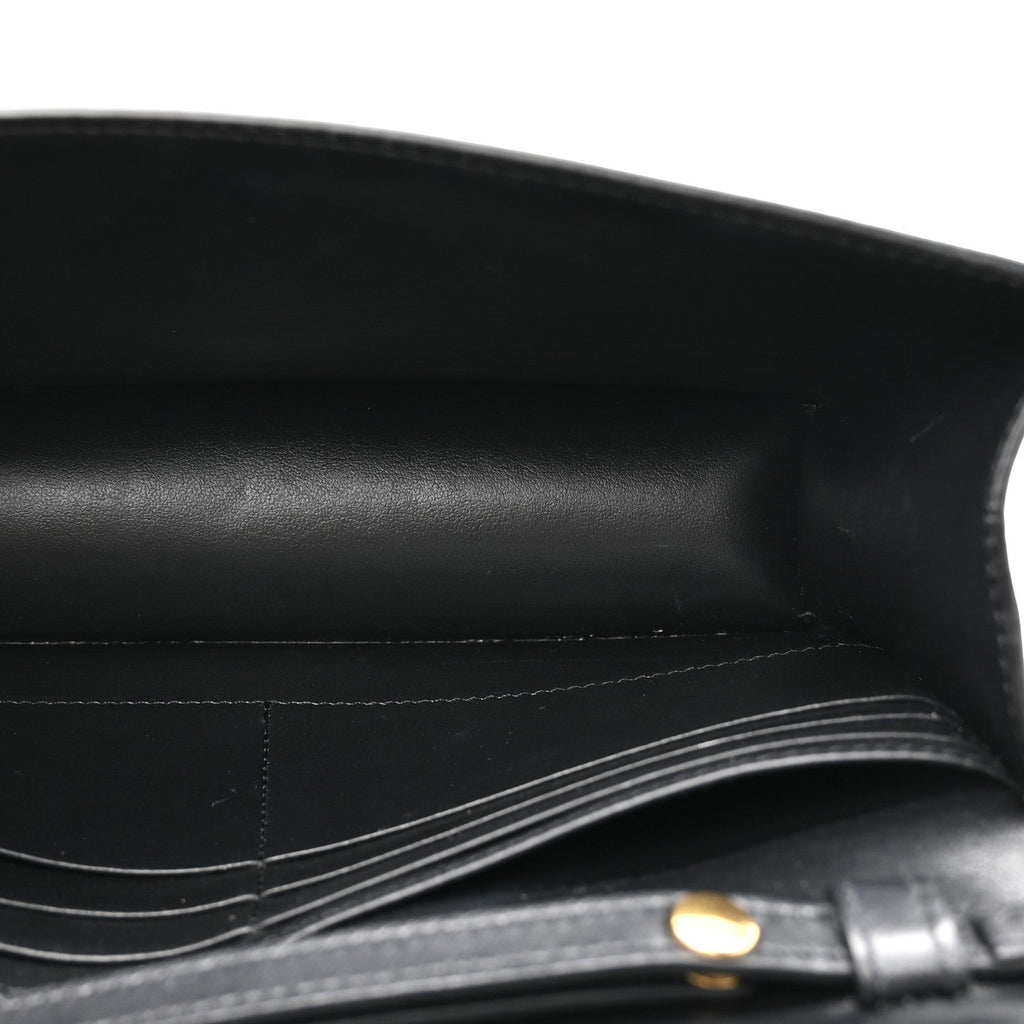 Shiny Calfskin Triomphe Margo Wallet on Chain Black