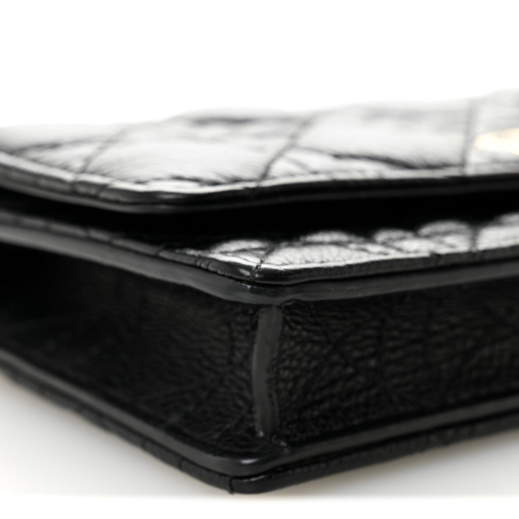 Supple Calfskin Caro Pouch with Chain Black