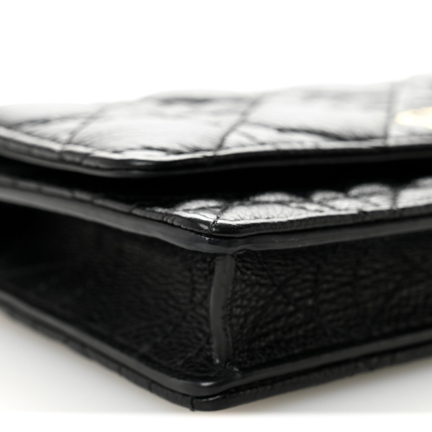 Supple Calfskin Caro Pouch with Chain Black