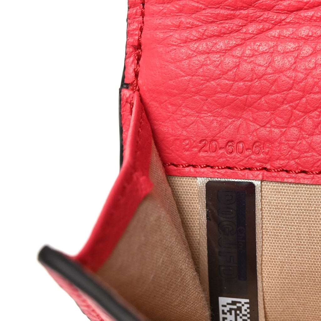 Grained Calfskin Alphabet Mini Trifold Wallet Crimson Pink