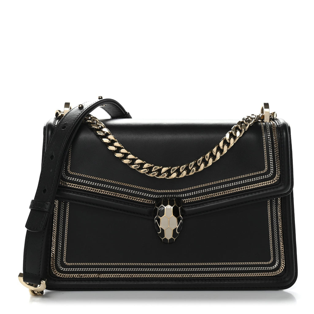 Calfskin Chain Serpenti Forever Crossbody Bag Black