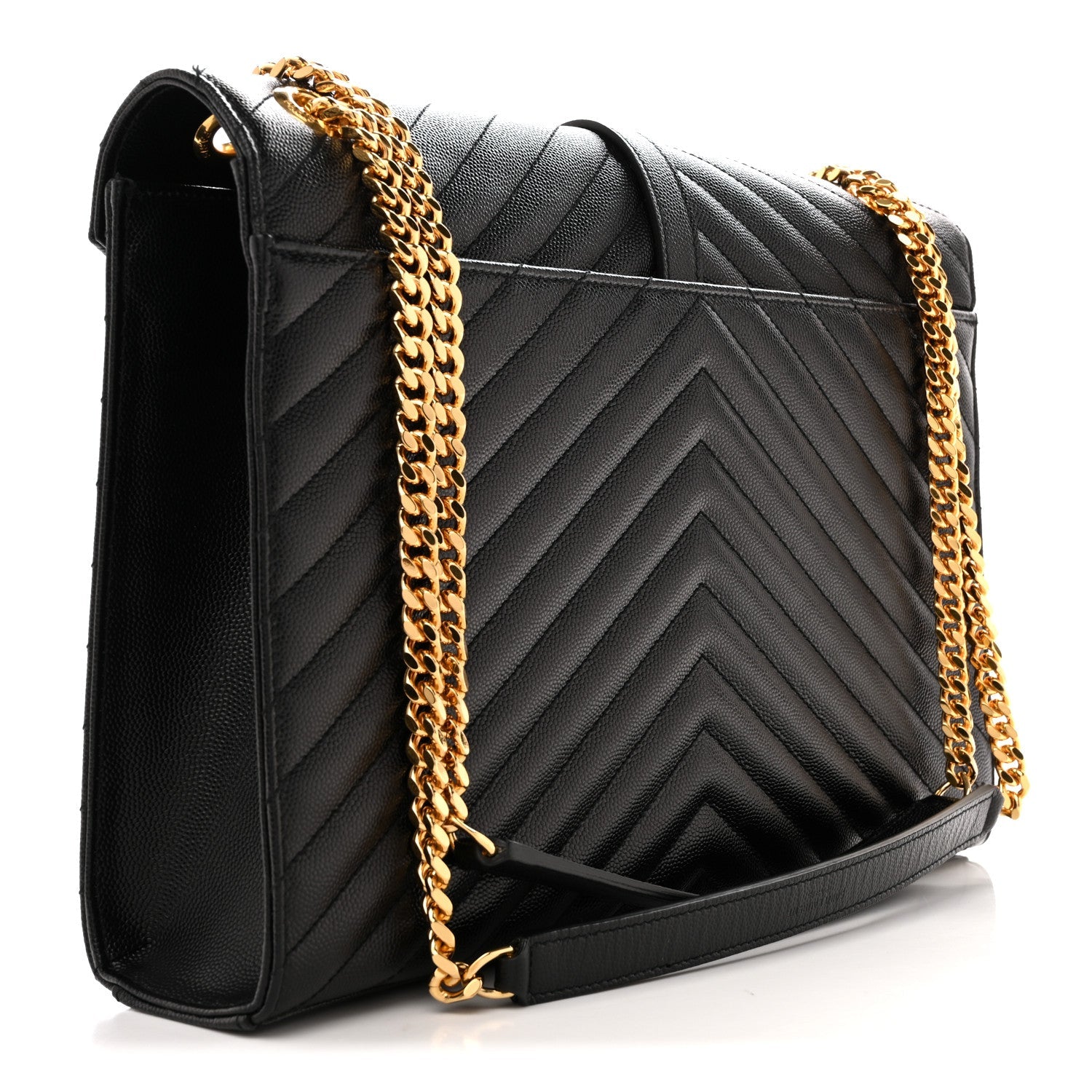 Grain De Poudre Matelasse Chevron Large Monogram Satchel Black