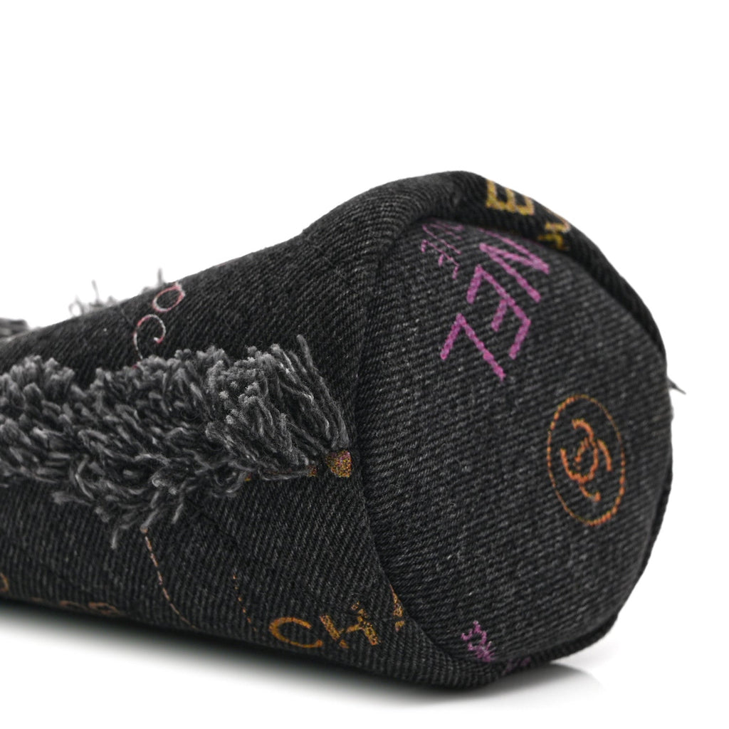 Denim Quilted Mood Mini Bucket With Chain Black Multicolor