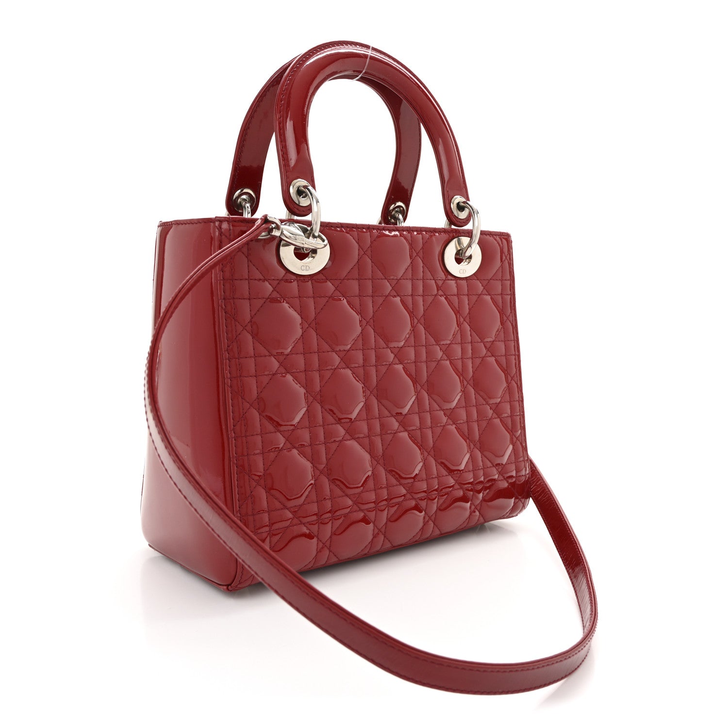 Patent Cannage Medium Lady Dior Red