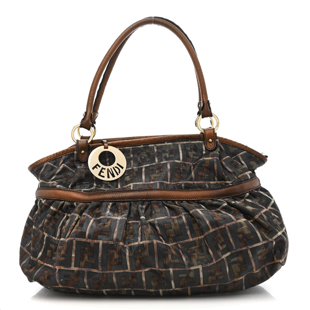 Zucca Calfskin Crocodile Embossed Large Chef Shopper Tote Tobacco
