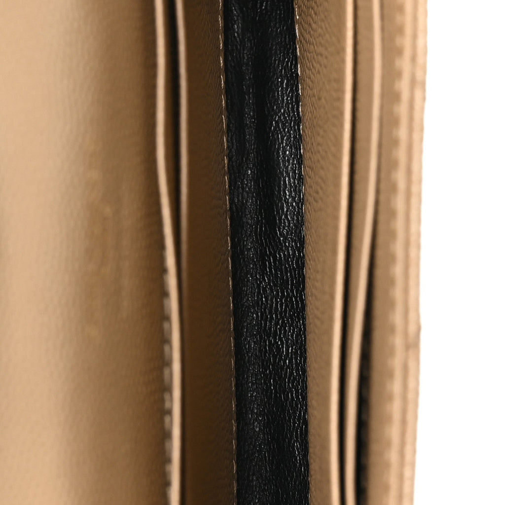 Grain De Poudre Matelasse Chevron Small Monogram Envelope Wallet Dark Latte