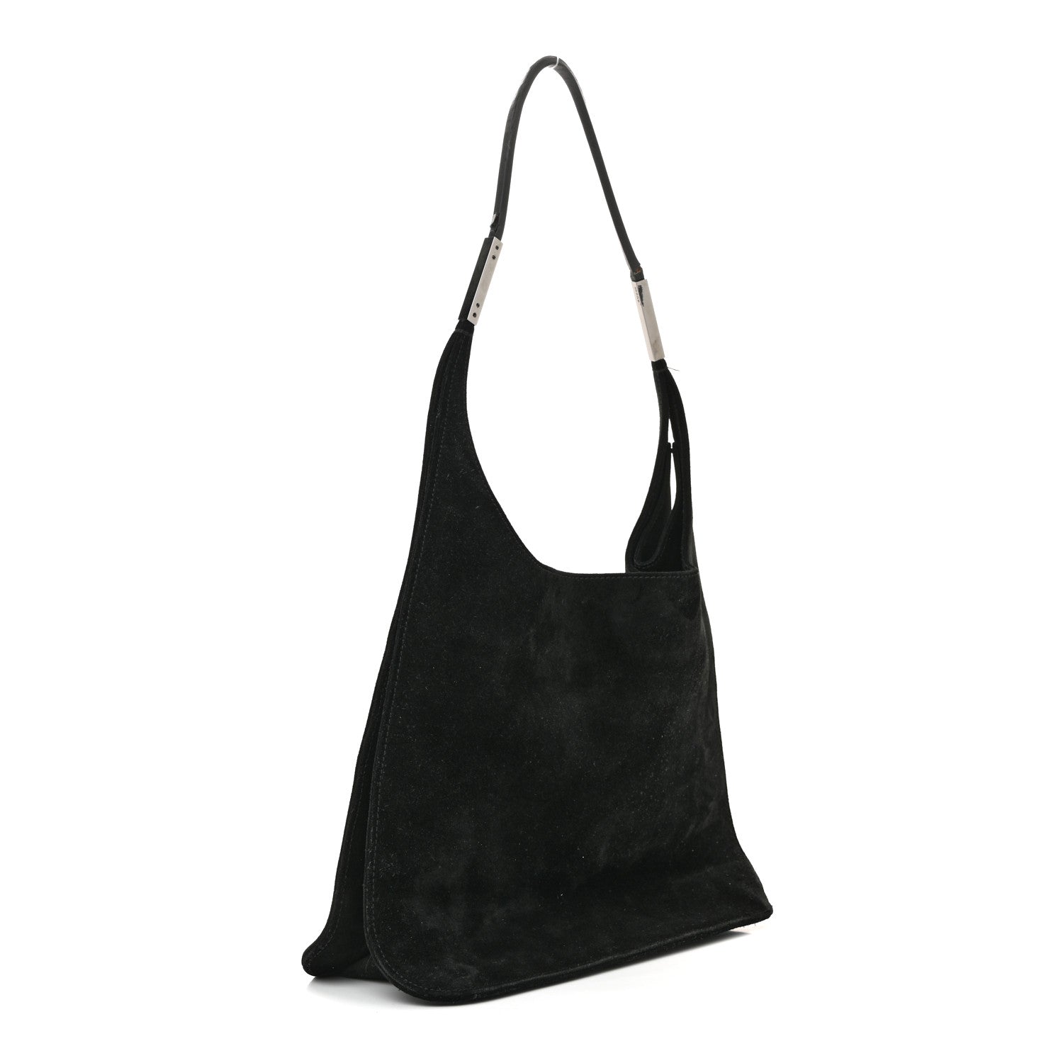 Suede Logo Shoulder Bag Black