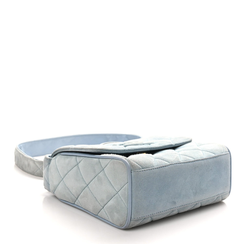 Suede Small Messenger Flap Light Blue